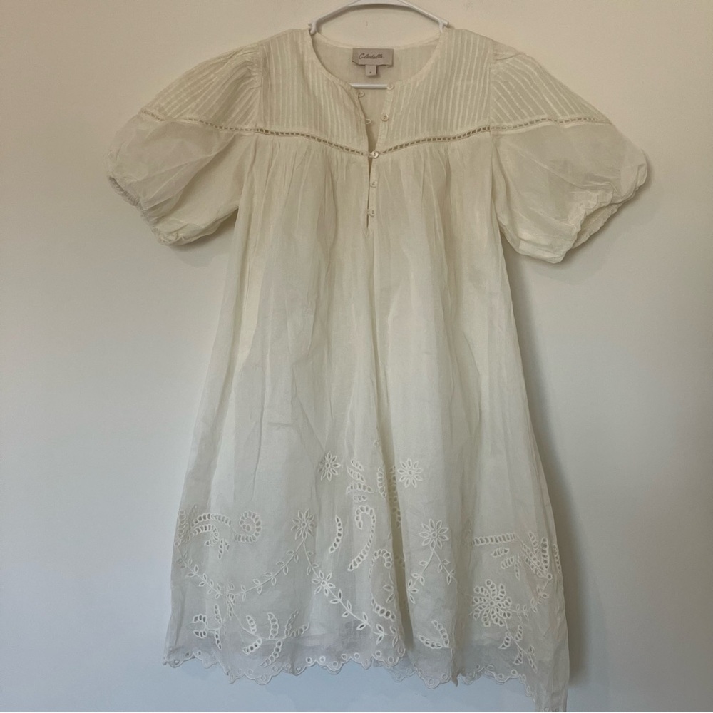 NWOT Cleobella Off-White Puff Sleeve Embroidered Dress Small Cottagecore Bridal